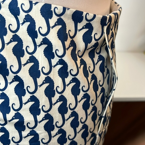 J.Crew Factory Seahorse Critter Stretch Cotton Preppy Miniskirt Navy Blue White - Picture 5 of 9